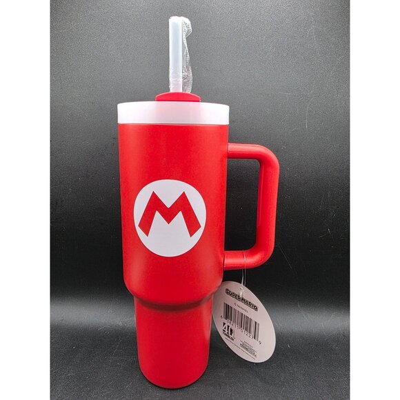 Super Mario 40oz Metal Tumbler With Straw Red - Picture 6 of 8